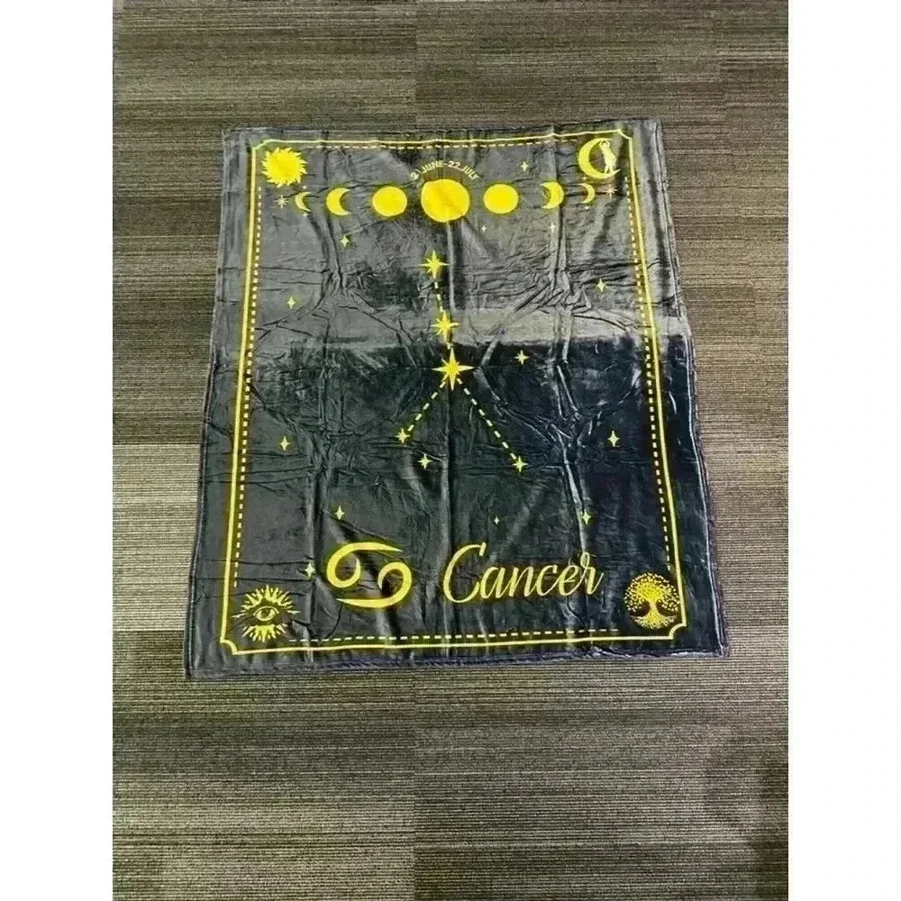 Cancer Zodiac Throw Blanket Gray Yellow 50